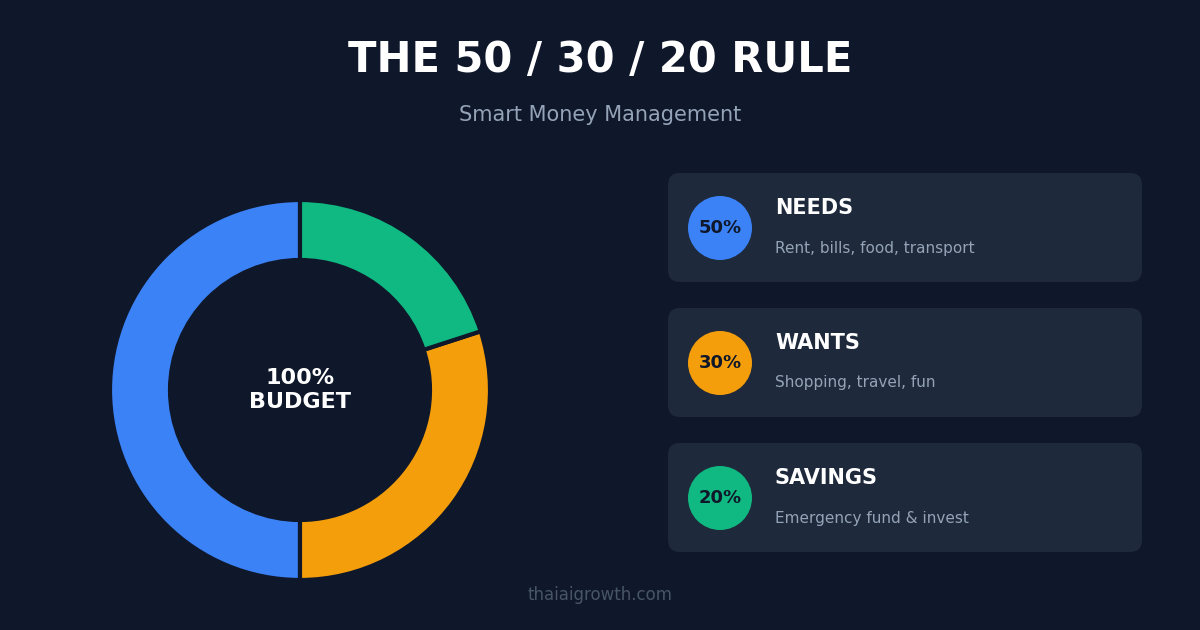 สูตรจัดการเงิน 50/30/20 เก็บเงินให้อยู่